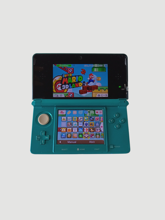 consola Nintendo 3DS old Aqua blue en caja liberada con micro sd 64 gb