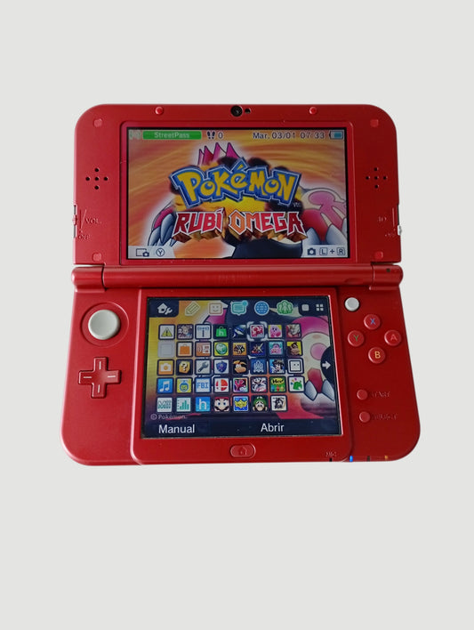 consola nintendo new 3ds xl metallic red liberada en micro sd 32 gb