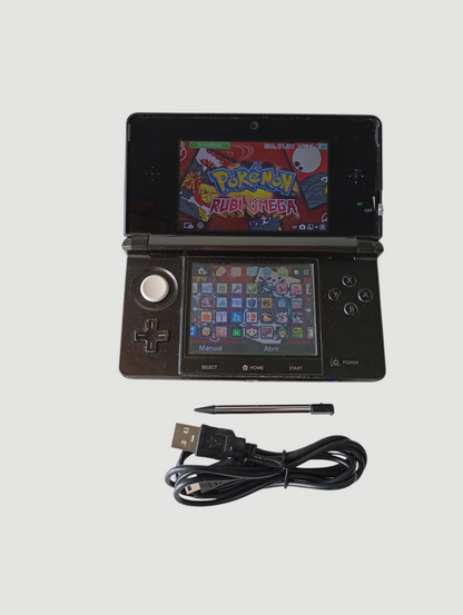 consola nintendo  3ds old black liberada con micro sd 64 gb