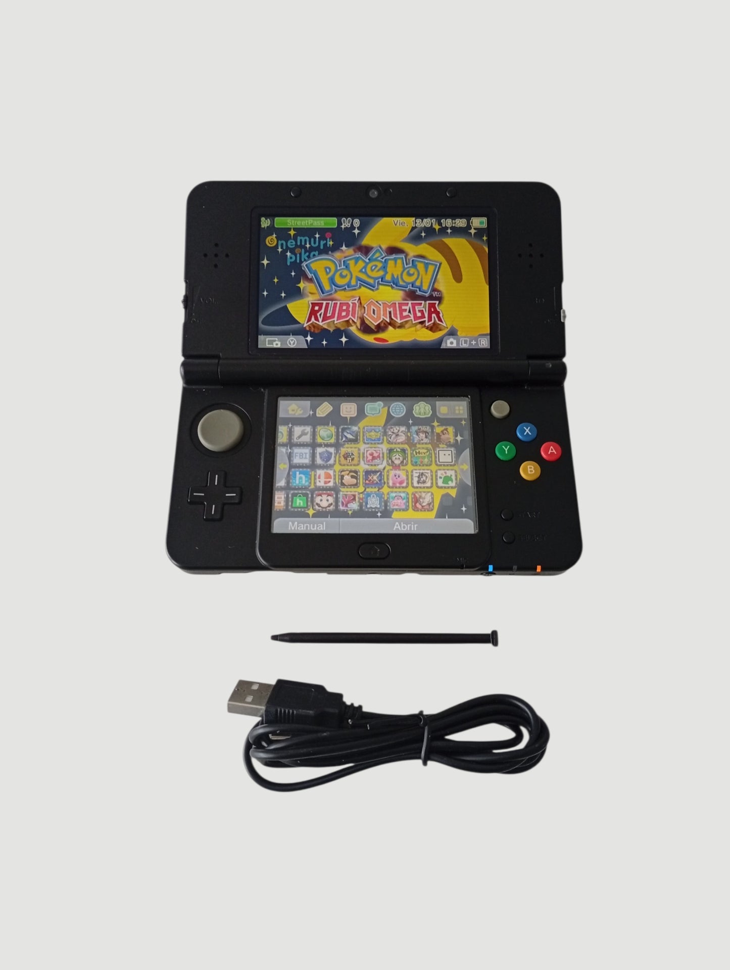consola new 3ds black liberada en micro sd 32 gb