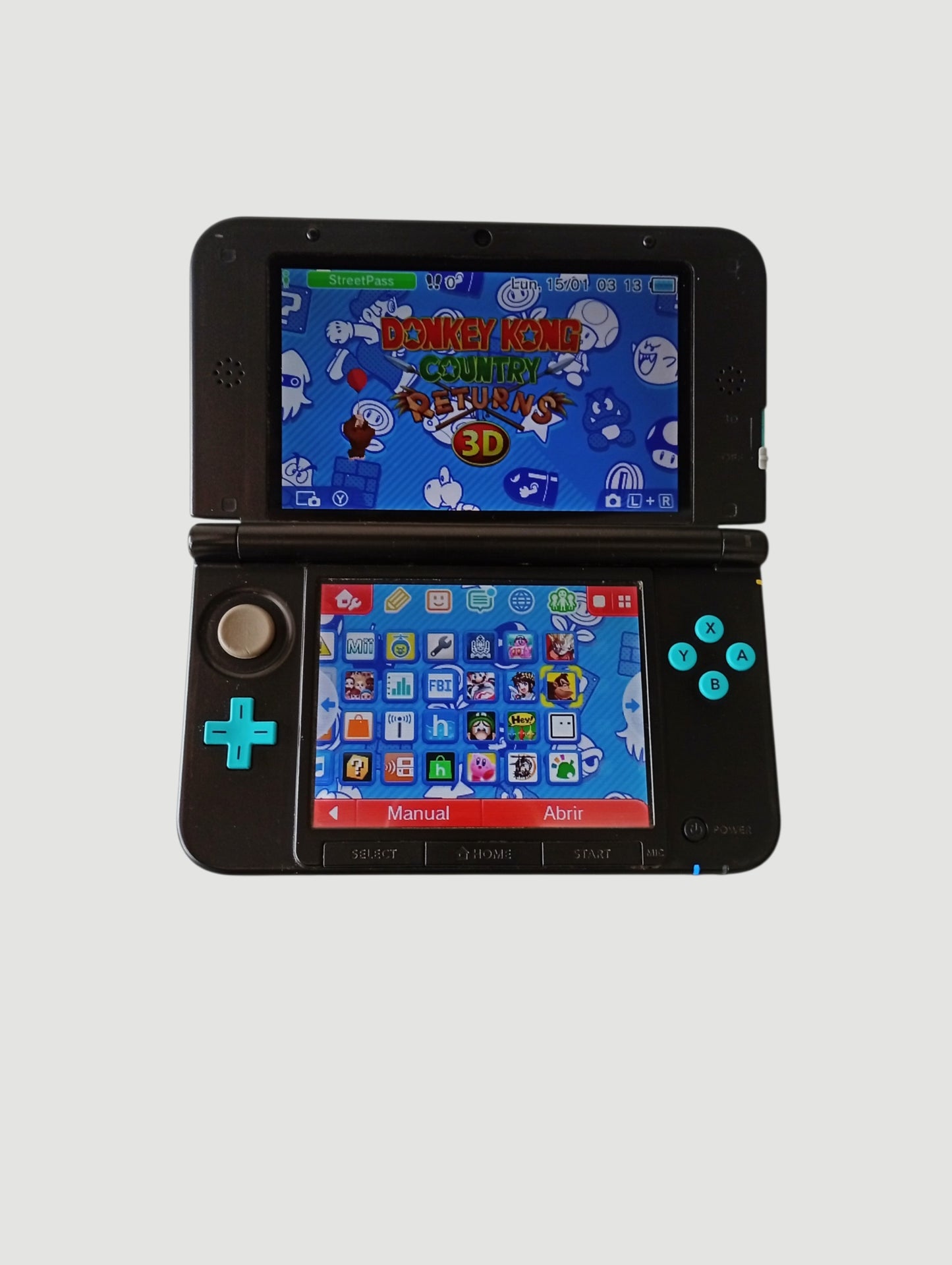 consola Nintendo 3DS old xl limited pack turquesa en caja liberada en micro sd 32 gb