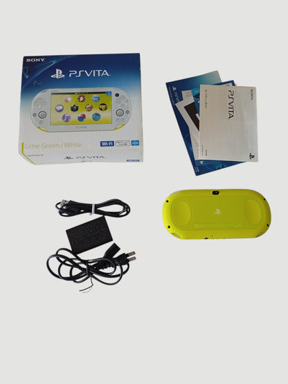consola psvita lime green white slim en caja cib liberada con micro sd 32 gb
