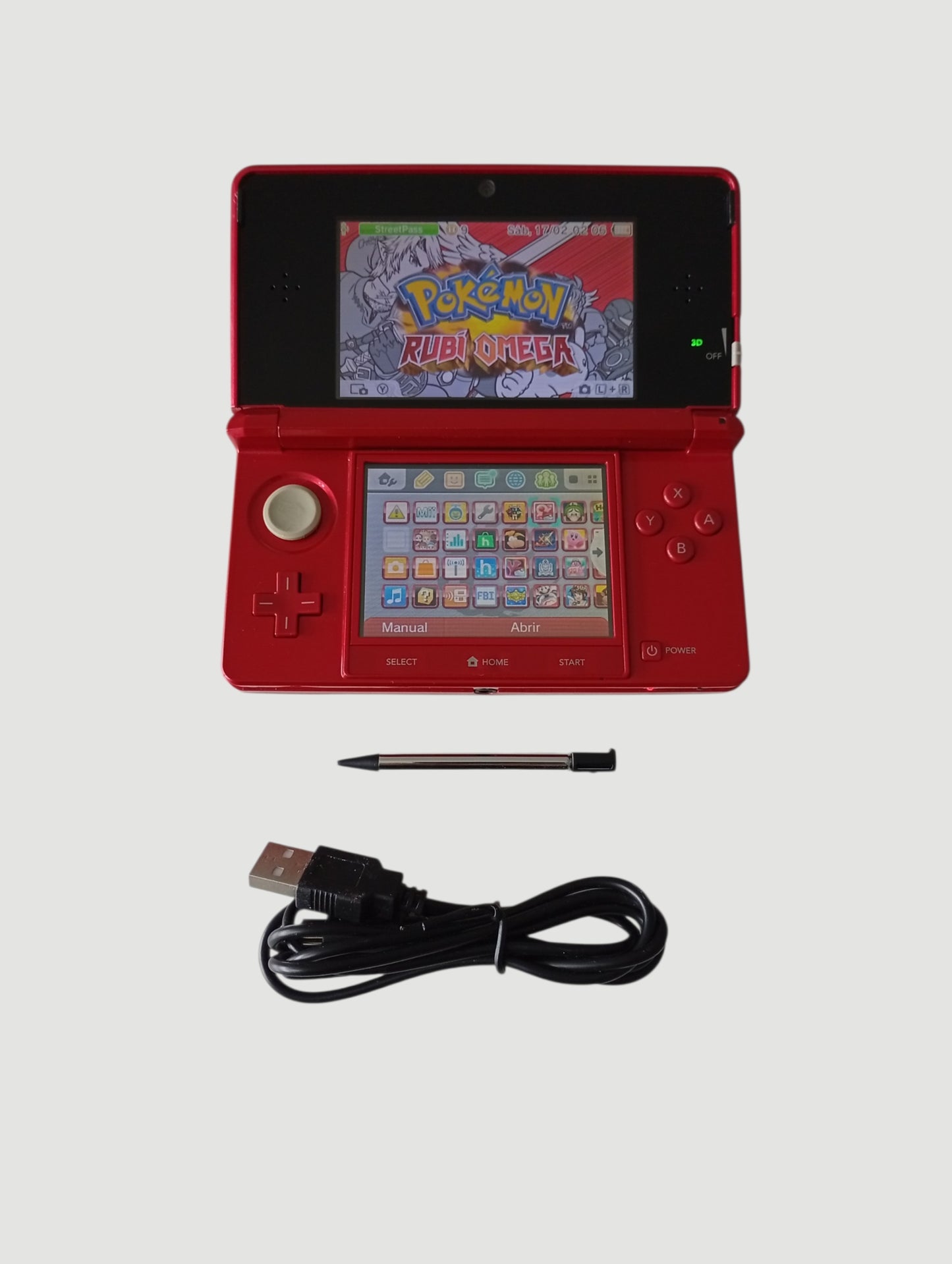 consola Nintendo 3DS old roja liberada en micro sd 32 gb