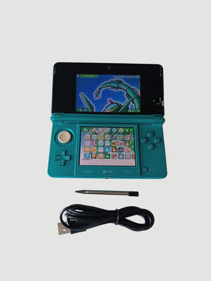 consola nintendo 3ds old aqua blue liberada en micro sd 32 gb