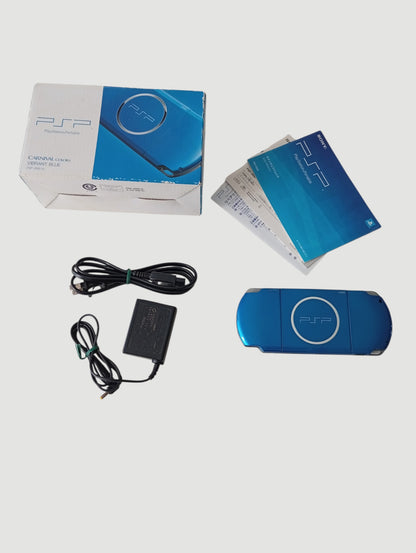 consola psp 3000 carnival blue en caja liberada en micro sd 32 gb