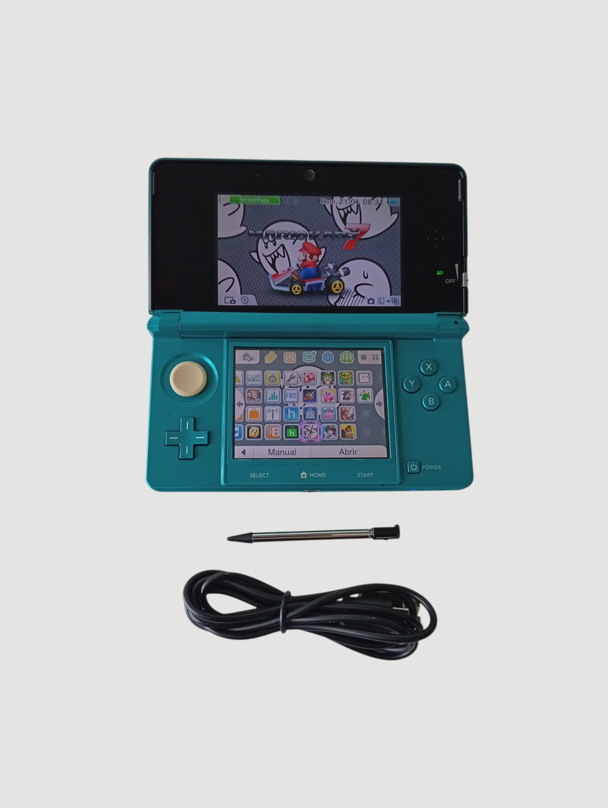 consola nintendo 3ds old aqua blue liberada en micro sd 32 gb