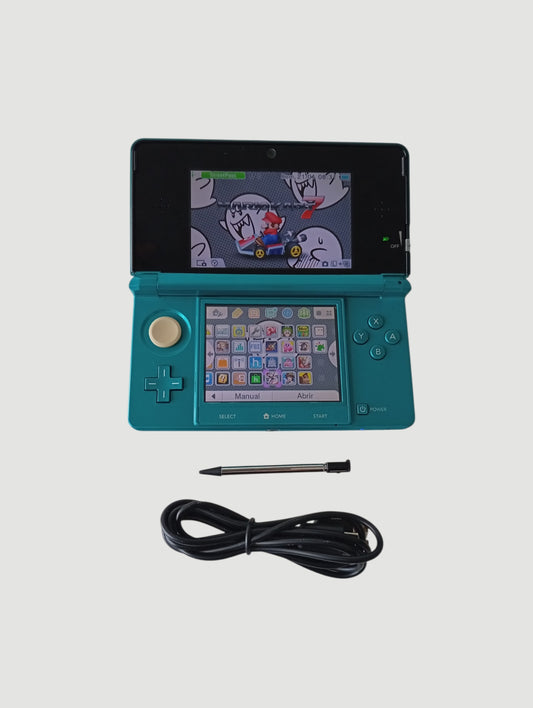 consola nintendo 3ds old aqua blue liberada en micro sd 32 gb