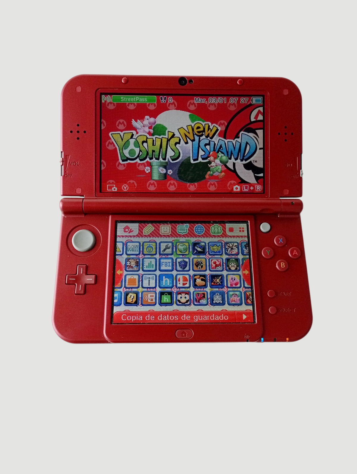 consola nintendo new 3ds xl metallic red liberada en micro sd 32 gb