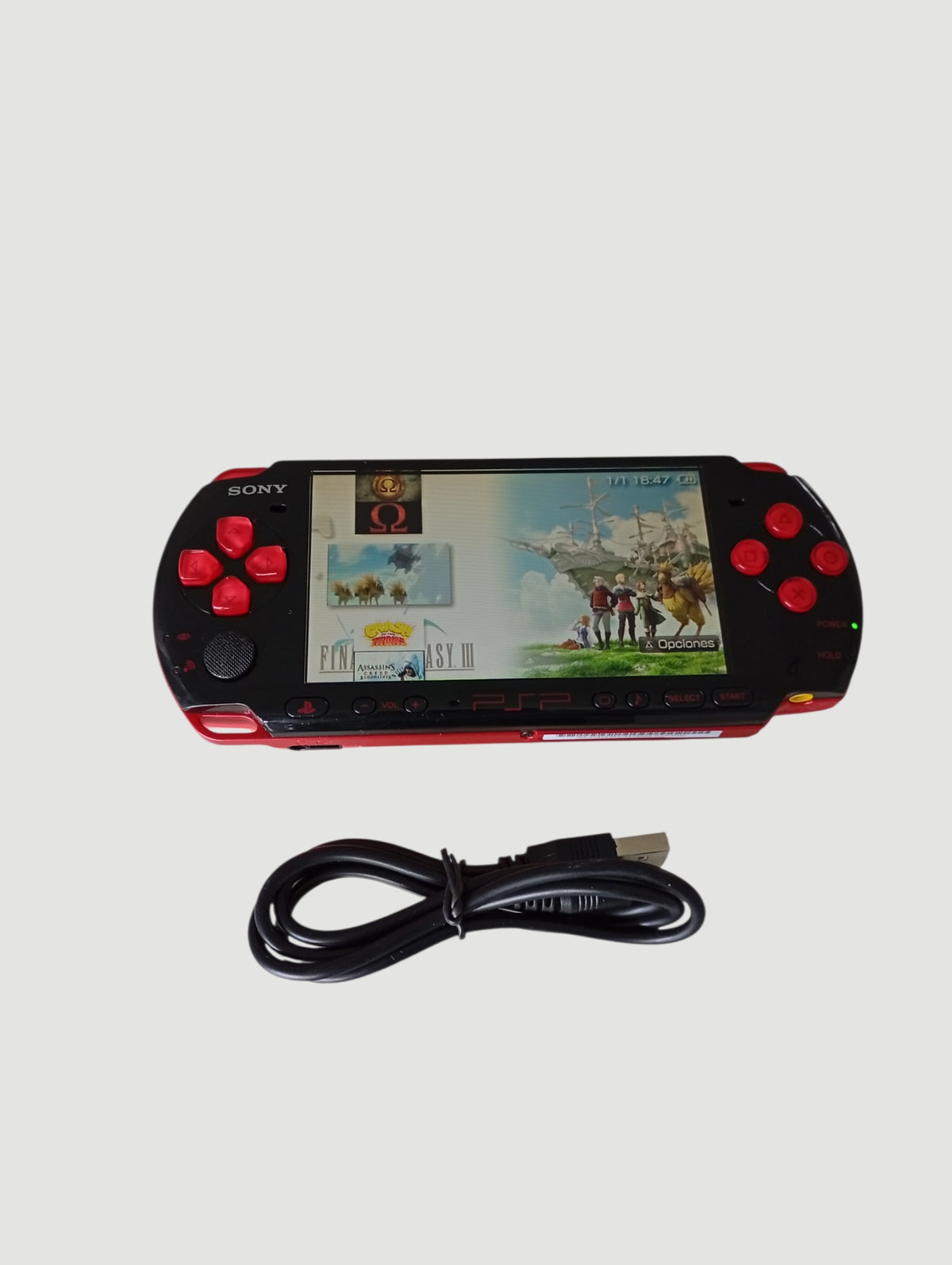 Consola psp 3000 roja negra liberada en micro sd 32 gb