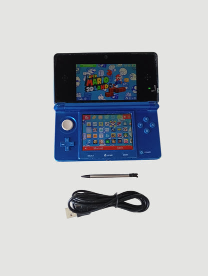 Consola nintendo 3ds old azul con negro liberada en micro sd 32 gb